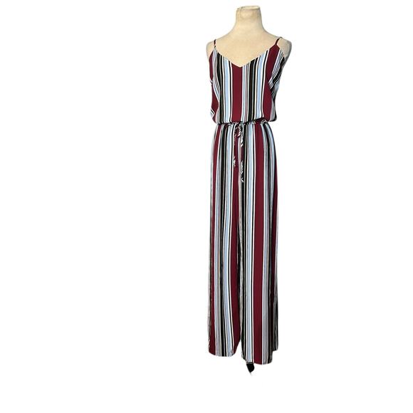Ambiance blue white wine stripes sleeveless jumpsuit size 1X - Picture 10 of 12